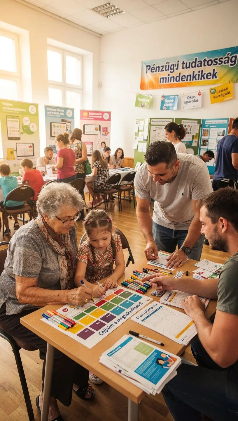 Pénzügyi tanácsadó szakember, aki családoknak magyarázza a megtakarítási lehetőségeket.