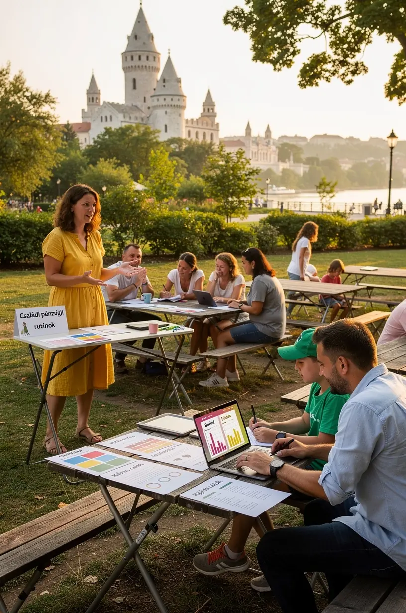 Grafikonok és diagramok, amelyek bemutatják a családi kiadások és bevételek átlátható kezelését.