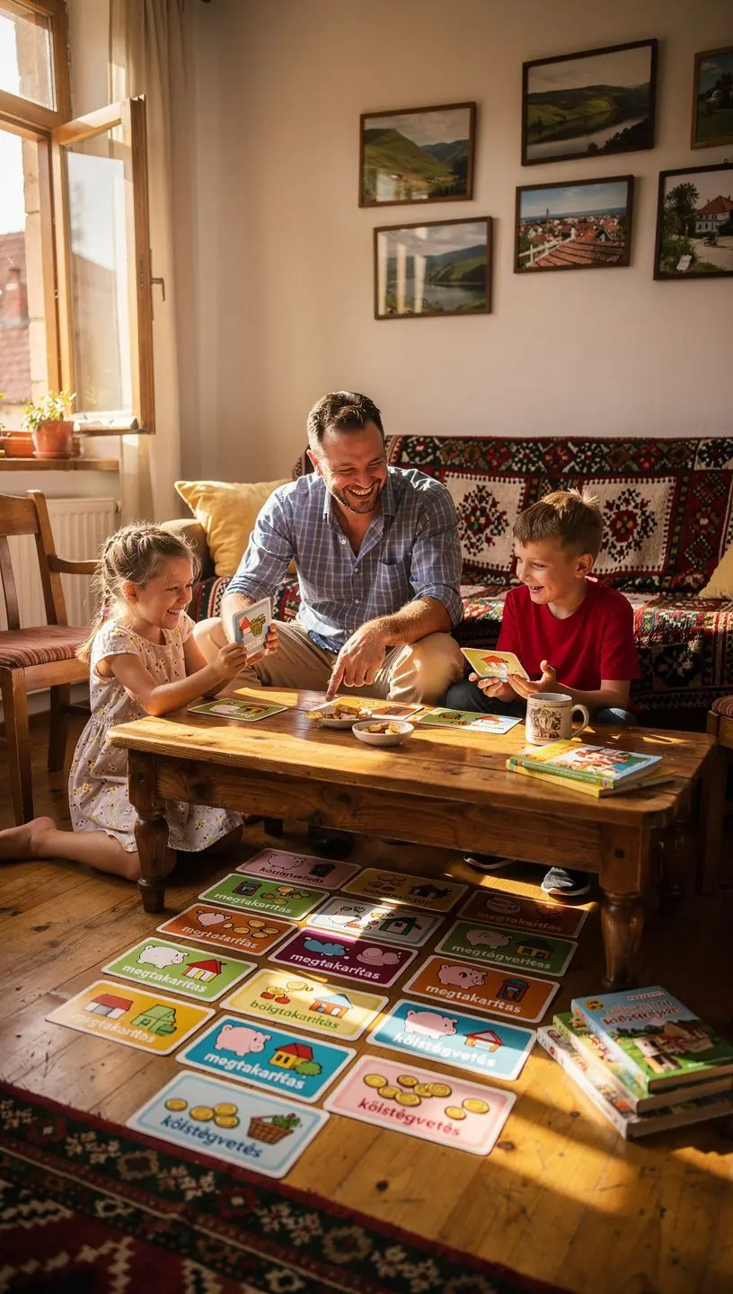 Családi pénzügyi tervezéshez szükséges alapvető eszközök asztalon, jegyzetfüzettel és számológéppel.